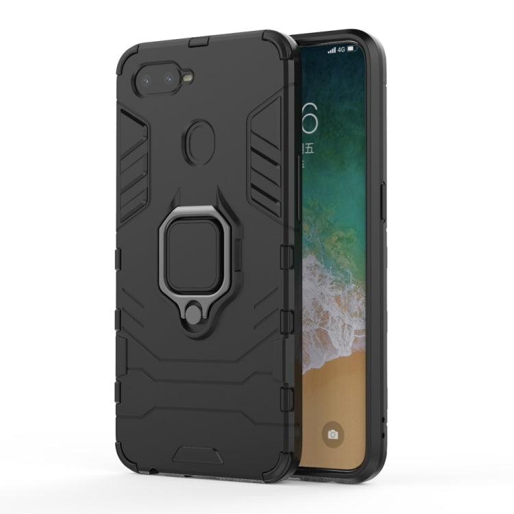 PC + TPU Shockproof Protective Case for OPPO F9, with Magnetic Ring Holder