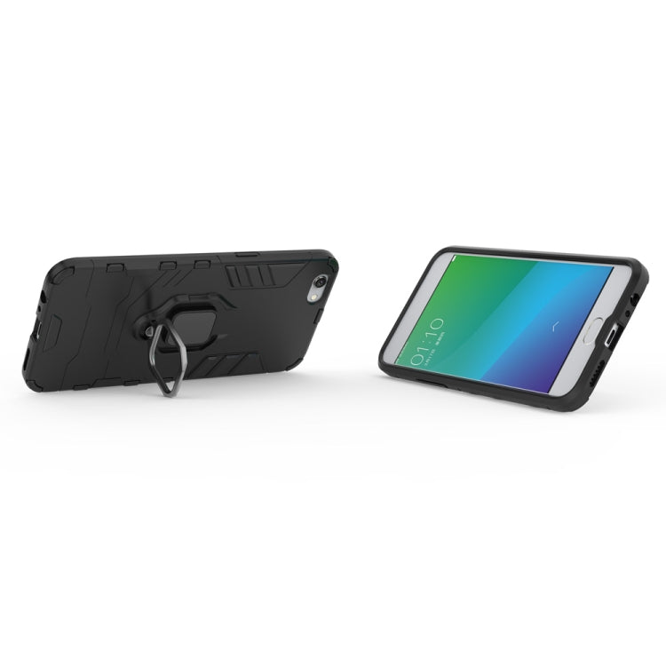 PC + TPU Shockproof Protective Case for OPPO R9s, with Magnetic Ring Holder