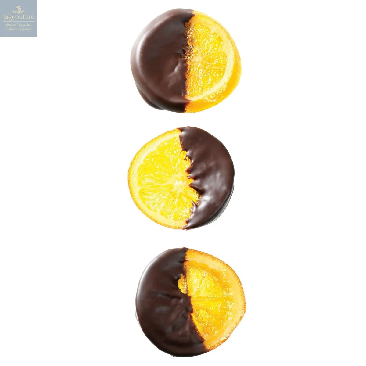 Orange slices - half dipped in dark chocolate