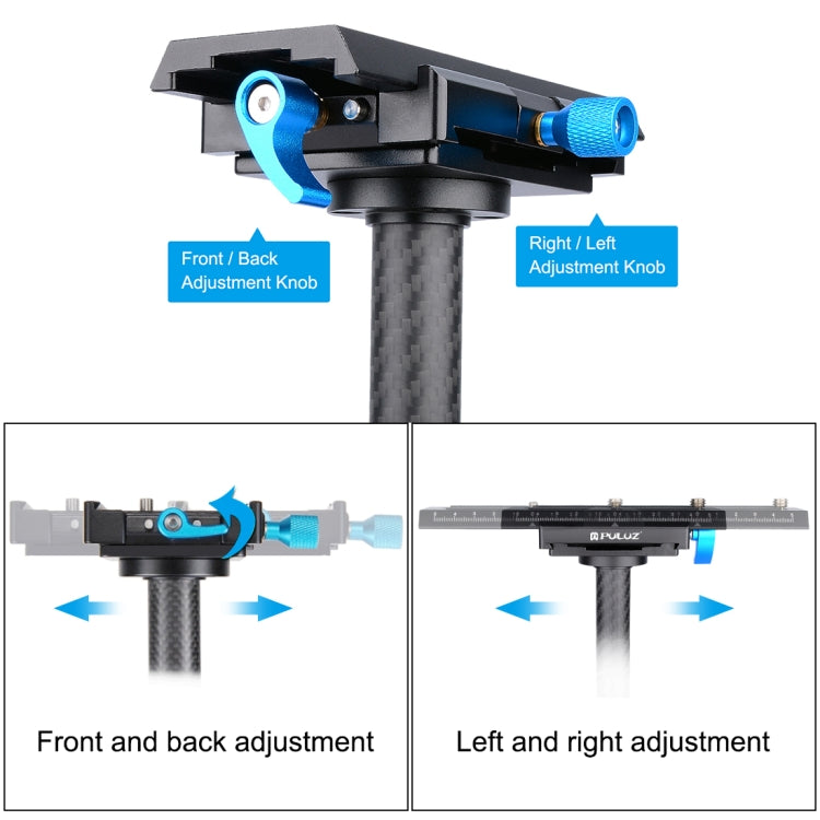 PULUZ 38.5-61cm Carbon Fibre Handheld Stabilizer for DSLR & DV Digital Video & Cameras, Load Range: 0.5-3kg, P60T Black, P60T Blue