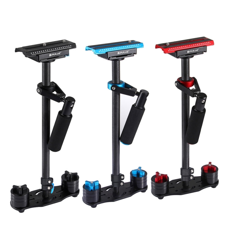PULUZ 38.5-61cm Carbon Fibre Handheld Stabilizer for DSLR & DV Digital Video & Cameras, Load Range: 0.5-3kg, P60T Black, P60T Blue
