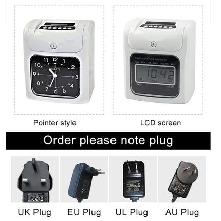 LCD Screen Electronic Time Clock Paper Card English Attendance Machine Punch Machine, Support Music Bell, LCD Screen