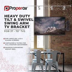 ProperAV TV Wall Bracket (37" - 70" / 35kg Capacity / VESA Max. 600x400) - Black