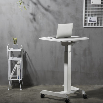 ProperAV Mobile Desk Trolley Workstation with Gas Spring Height Adjustment - White