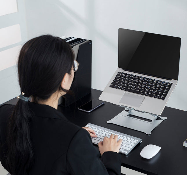 ProperAV Aluminium Construction Fully Adjustable Laptop or Tablet Stand - Silver