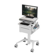 ProperAV Mobile Workstation Trolley Cart with Drawers