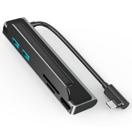 AD-065 6 in 1 USB-C / Type-C to 4K HDMI + SD / TF Card Slot + Type-C + 2 USB 3.0 Back Clip Style Multifunctional Docking Station HUB, 6 In 1 Back Clip Style