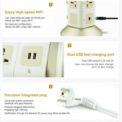 VONETS WiFi-SB-L3 3 Layers with 8 Outlets + 2 USB Ports + RJ45 Port 300Mbps WiFi Repeater Smart Power Sockets, EU Plug, Cable Length: 2m