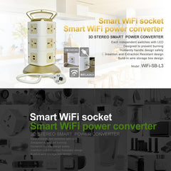 VONETS WiFi-SB-L3 3 Layers with 8 Outlets + 2 USB Ports + RJ45 Port 300Mbps WiFi Repeater Smart Power Sockets, EU Plug, Cable Length: 2m