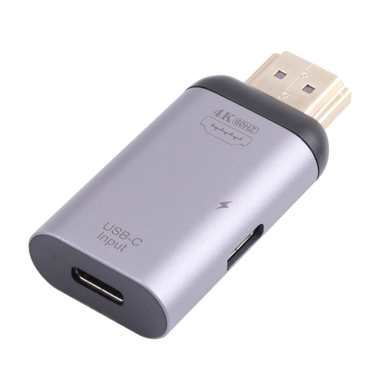 2 in 1 4K 60Hz HDMI Male to USB-C / Type-C Charging + USB-C / Type-C Female Adapter, HDMI