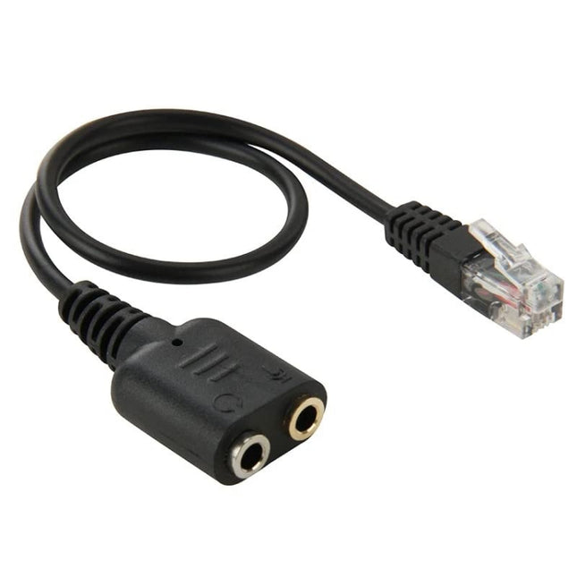 Dual 3.5mm Female to RJ9 PC / Mobile Phones Headset to Office Phone Adapter Convertor Cable, Length: 30cm