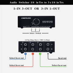 B833 Passive Speaker Stereo Switch Loudspeaker,  1 Input and 3 Output or 3 Input and 1 Output