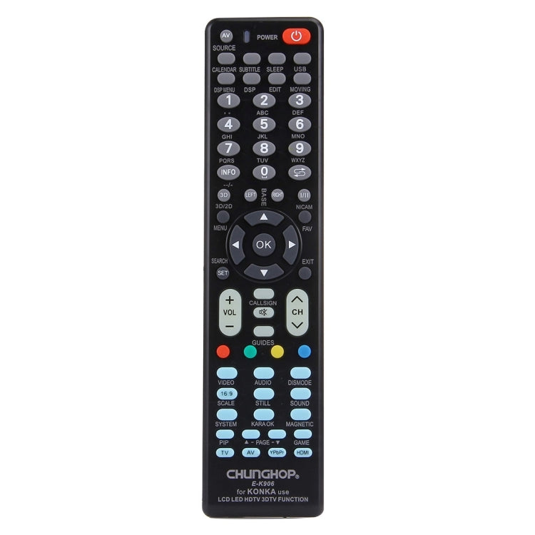 Mando a distancia universal CHUNGHOP E-K906 para televisores LED/LCD/HDTV/3DTV KONKA, para televisores KONKA