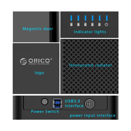 ORICO DS500U3 3.5 inch 5 Bay Magnetic-type USB 3.0 Hard Drive Enclosure with Blue LED Indicator, USB 3.0