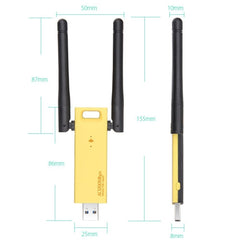 AC1200Mbps 2.4GHz & 5GHz Dual Band USB 3.0 WiFi Adapter External Network Card with 2 External Antenna, AC1200Mbps USB 3.0