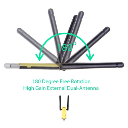 Adaptador WiFi USB 3.0 de banda dual de 2,4 GHz y 5 GHz de CA 1200 Mbps, tarjeta de red externa con 2 antenas externas, USB 3.0 de CA 1200 Mbps