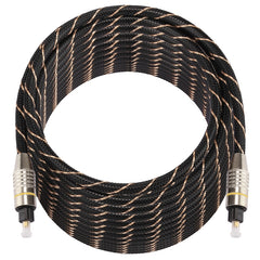 15m OD6.0mm Gold Plated Metal Head Woven Net Line Toslink Male to Male Digital Optical Audio Cable, Length: 15m