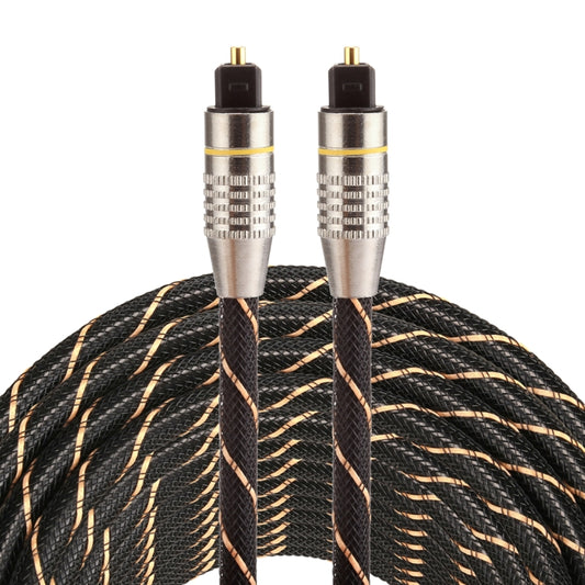 15m OD6.0mm Gold Plated Metal Head Woven Net Line Toslink Male to Male Digital Optical Audio Cable, Length: 15m