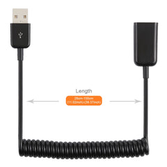 1m USB-A Male to USB-A Female Spring Coiled Cable, AM to AF, Length: 1.0m