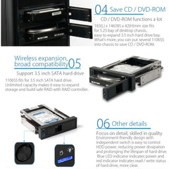 ORICO 1106SS CD-ROM Space HDD Mobile Rack Internal 3.5 inch HDD Convertor Enclosure