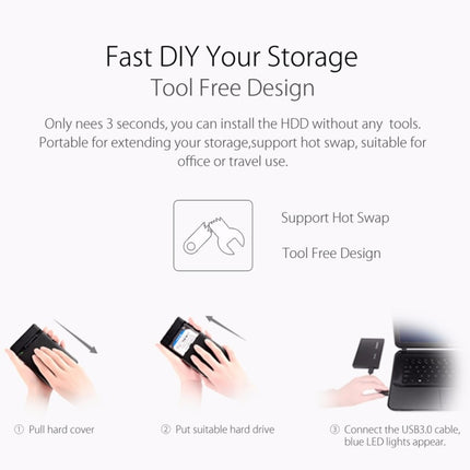 ORICO 3588US3 USB 3.0 Type-B 2.5 / 3.5 inch SSD / SATA HDD Enclosure Storage Hard Disk Box for Laptop Computer Desktop PC, USB Type-B