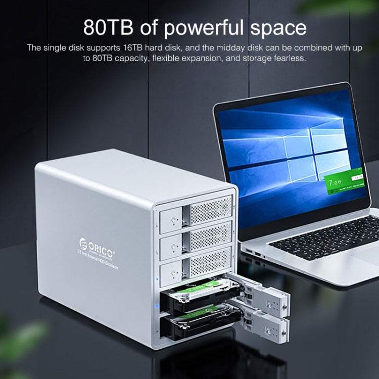 ORICO 9558U3 5-bay USB 3.0 Type-B Aluminum 3.5 inch SSD / SATA HDD Enclosure Storage Hard Disk Box for Laptop Computer Desktop PC, SSD / SATA (Black)