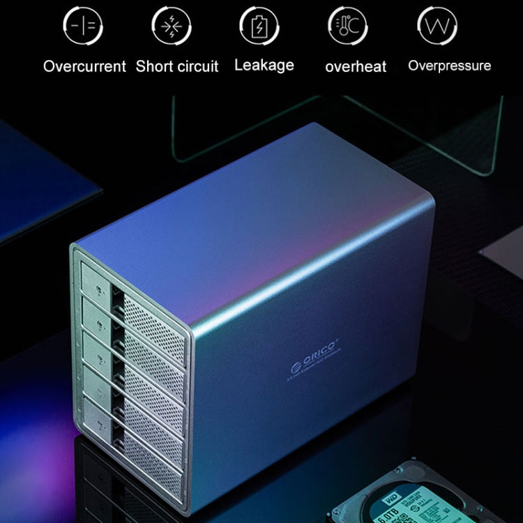 ORICO 9558U3 5-bay USB 3.0 Type-B Aluminum 3.5 inch SSD / SATA HDD Enclosure Storage Hard Disk Box for Laptop Computer Desktop PC, SSD / SATA (Black)