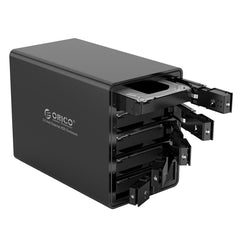 ORICO 9558U3 Caja de almacenamiento para disco duro SSD/SATA HDD de 3,5 pulgadas con 5 bahías USB 3.0 tipo B de aluminio para computadora portátil, PC de escritorio, SSD/SATA (negro), SSD/SATA (plateado)