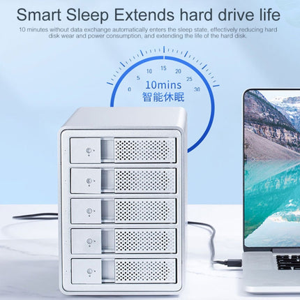 ORICO 9558U3 5-bay USB 3.0 Type-B Aluminum 3.5 inch SSD / SATA HDD Enclosure Storage Hard Disk Box for Laptop Computer Desktop PC, SSD / SATA (Black)