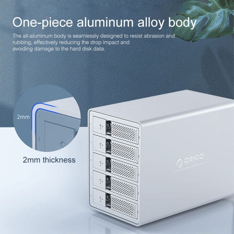 ORICO 9558U3 5-bay USB 3.0 Type-B Aluminum 3.5 inch SSD / SATA HDD Enclosure Storage Hard Disk Box for Laptop Computer Desktop PC, SSD / SATA (Black)