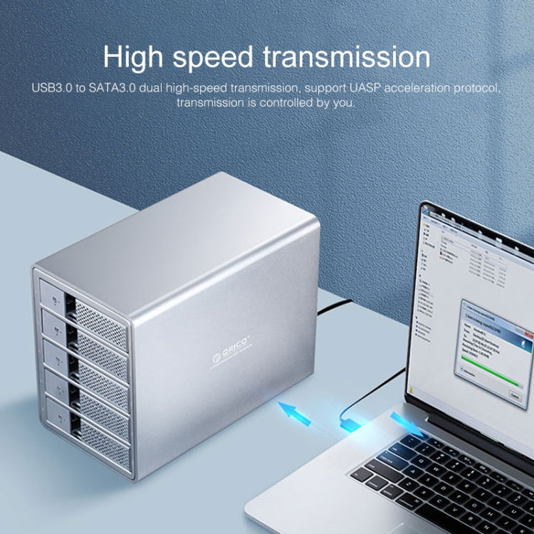 ORICO 9558U3 5-bay USB 3.0 Type-B Aluminum 3.5 inch SSD / SATA HDD Enclosure Storage Hard Disk Box for Laptop Computer Desktop PC, SSD / SATA (Black)