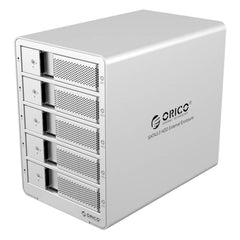 ORICO 9558RU3 5-bay USB 3.0 Type-B Aluminum 3.5 inch SATA HDD Enclosure Storage Hard Disk Box, Support RAID 0 / 5 Mode, SATA (RAID 0 / 5 Mode) Black, SATA (RAID 0 / 5 Mode) Silver