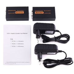 VGA & Audio Extender 1920x1440 HD 100m Cat5e / 6-568B Network Cable Sender Receiver Adapter, Transmission Distance: 100m