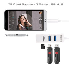 2 in 1 USB 3.1 USB-C / Type-C to USB 2.0 COMBO 3 Ports HUB + TF Card Reader, 3 Ports USB+TF Card