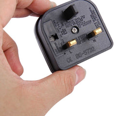 BS-5732 Portable EU Plug to UK Plug Adapter Power Socket Travel Converter with Fuse, BS-5732