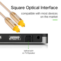 EMK 3m OD4.0mm Gold Plated Metal Head Woven Line Toslink Male to Male Digital Optical Audio Cable, Length: 3m