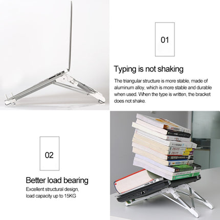 Aluminum Alloy Laptop Height Extender Holder Stand Folding Portable Computer Heat Dissipation Bracket, Size: 24.5x3.3x2.8cm