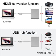 USB-C / Type-C 3.1 Male to USB-C / Type-C 3.1 Female & HDMI Female & USB 3.0 Female Adapter, Type-C+USB+HDMI (J), Type-C+USB+HDMI (G), Type-C+USB+HDMI (B), Type-C+USB+HDMI (S)