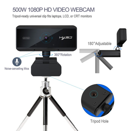 HXSJ S3 500W 1080P Adjustable 180 Degree HD Automatic Focus PC Camera with Microphone