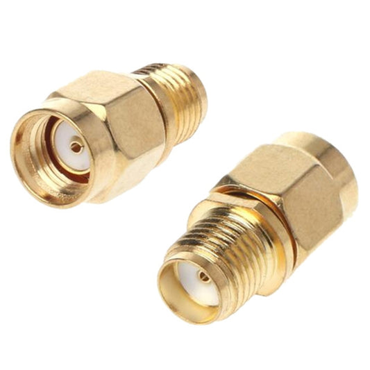 Straight Gold Plated RP-SMA Male to SMA Female Adapter, Straight RP-SMA Male to SMA Female