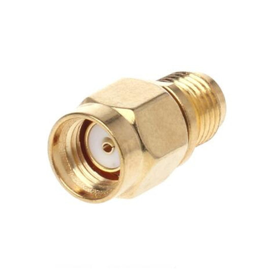 Straight Gold Plated RP-SMA Male to SMA Female Adapter, Straight RP-SMA Male to SMA Female