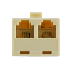 RJ11 Dual Ports Desktop Telephone Extension Cable Extender Connector Adapter, 2 RJ11 Female to RJ11 Male