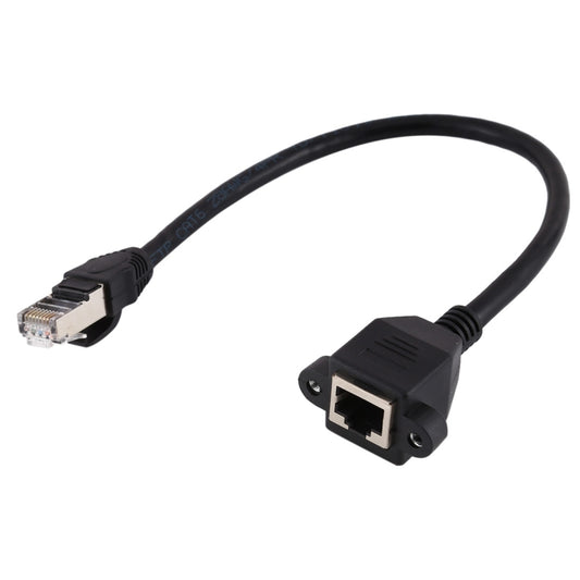 RJ45 Female to Male CATE5 Network Panel Mount Screw Lock Extension Cable , Length: 0.3m, 0.3m