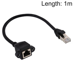 RJ45 Female to Male CAT6E Network Panel Mount Screw Lock Extension Cable, Length: 1m, Length: 1m