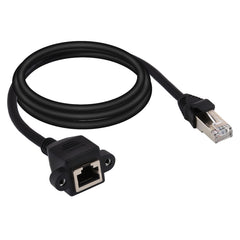 RJ45 Female to Male CAT6E Network Panel Mount Screw Lock Extension Cable, Length: 2m, Length: 2m