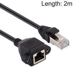 RJ45 Female to Male CAT6E Network Panel Mount Screw Lock Extension Cable, Length: 2m, Length: 2m