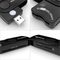 ROCKETEK CR310 USB 3.0 + TF Card + SD Card + SIM Card + Smart Card Multi-function Card Reader, USB 3.0