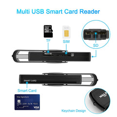 ROCKETEK CR310 USB 3.0 + TF Card + SD Card + SIM Card + Smart Card Multi-function Card Reader, USB 3.0