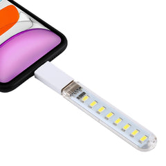 8LEDs 5V 200LM USB LED Book Light Portable Night Light, with 8 Pin Adapter