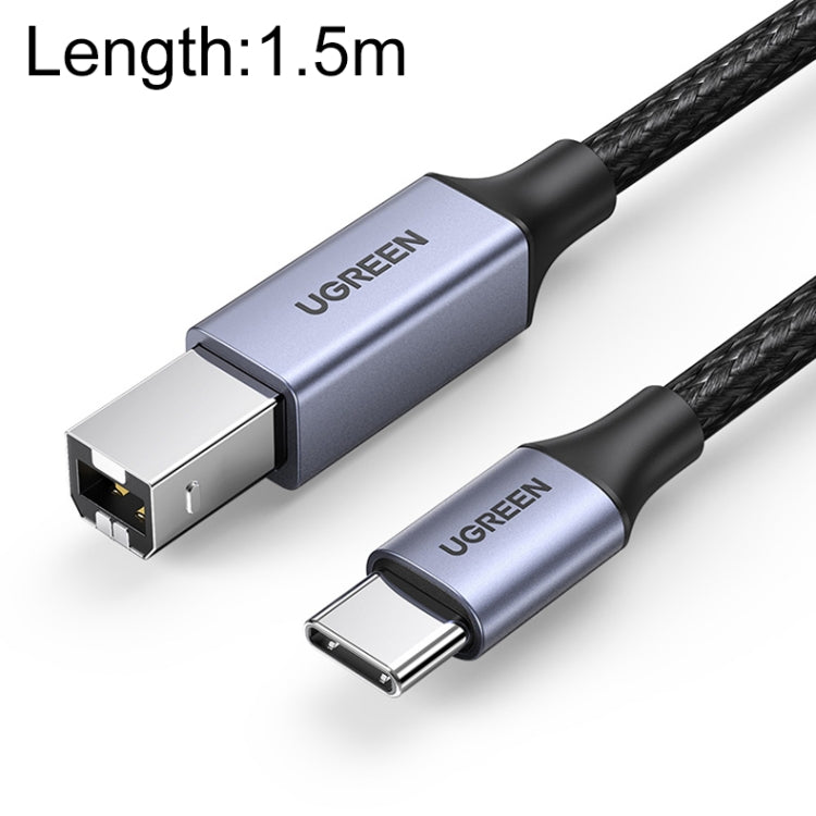 Ugreen Type-C / USB-C to Type-B Printer Nylon Braid Connect Data Cable, Length: 1.5m, Length: 1.5m